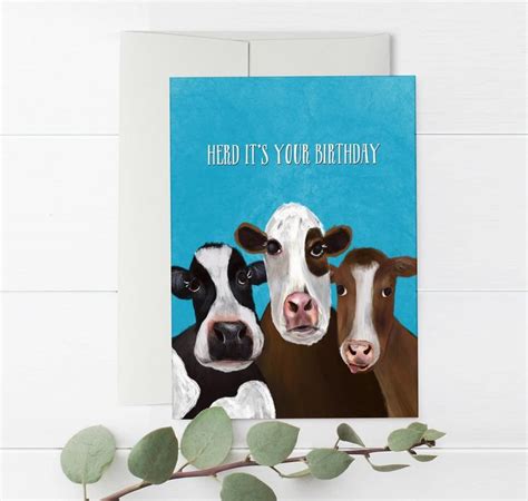 Herd Its Your Birthday Funny Cow Card Cool Birthday Cards Birthday