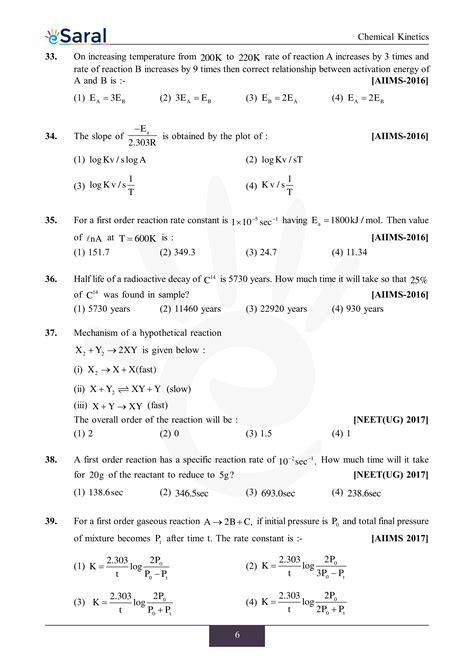 Chemical Kinetics Neet Previous Year Questions With Complete Solutions
