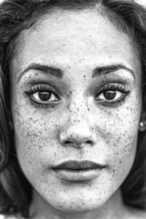 Freckle Portrait Black And White Close Up Faces Black And White Face