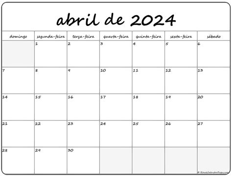 Abril De 2024 Calendario Grátis Em Português Calendario Abril