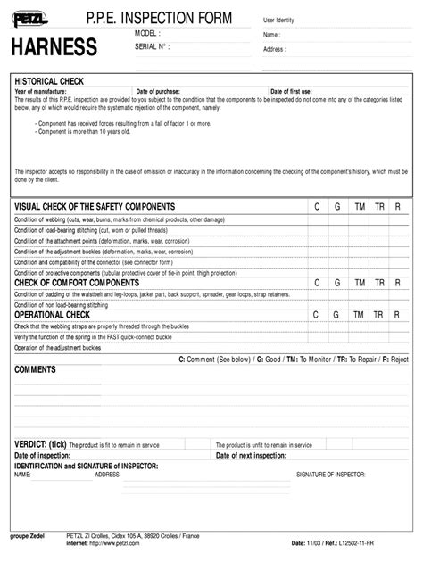 Ppe Inspection Checklist Fill Out And Sign Online Dochub Free