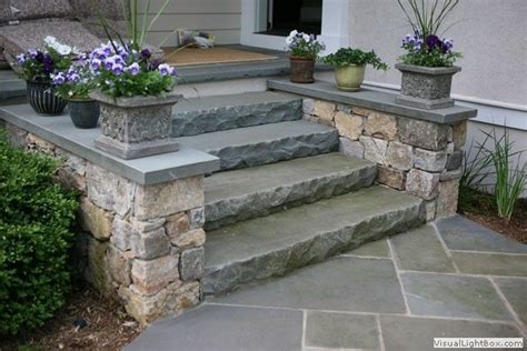 Bluestone Risers With Granite Cheek Walls Bluestone Stone Slab Steps