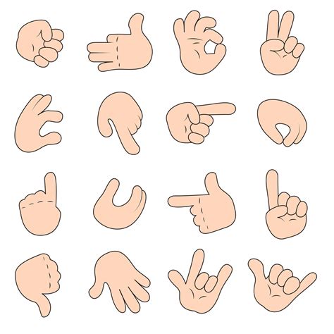 Cartoon Hands Set In Different Gestures Hands Show Signs Different