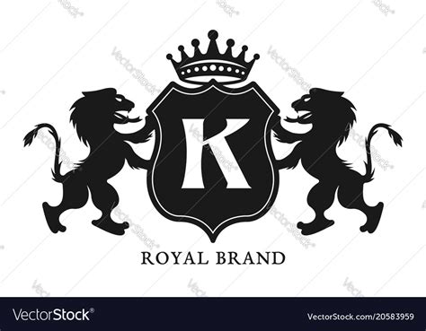 Crest With Shield And Two Lions Emblem Royalty Free Vector