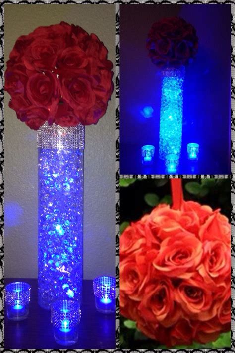 Led Centerpiece Water Beads 10faux Rose Pomander 24 Acrylic