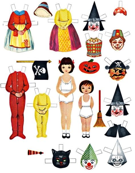 Paper Doll Halloween Collage Sheet Print By Digitalgraphicsshop