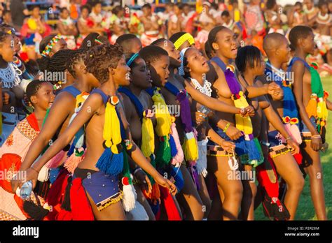 las niñas swazi desfile en umhlanga reed dance festival swazilandia fotografía de stock alamy