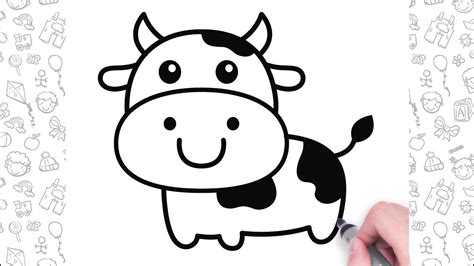 How To Draw A Cow Easy Cartoon Cow Drawing For Children Cow Drawing
