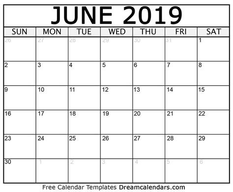 Download Printable June 2019 Calendars