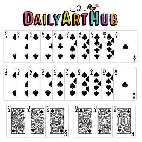 Playing Cards Spades And Clubs Clip Art Set Daily Art Hub Graphics