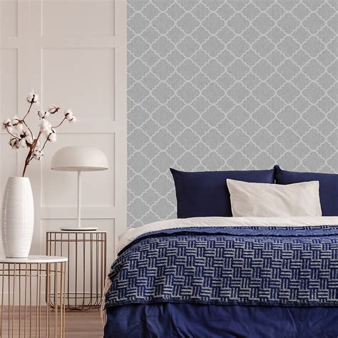 Superfresco Colours Silk Sparkle Trellis Silver Wallpaper Homebase