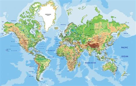 Fotomural Mapa Físico Del Mundo Tienda Online