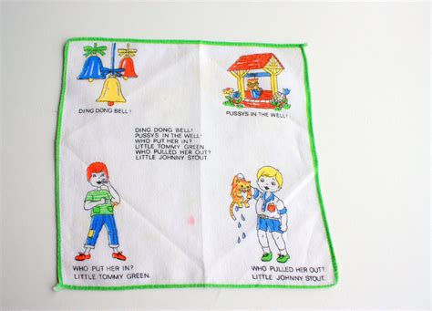Vintage Ding Dong Bell Handkerchief Nursery Rhyme Etsy Canada