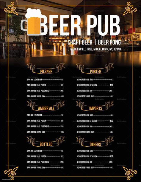 44 Free Bar Menu Templates For Word 9FE