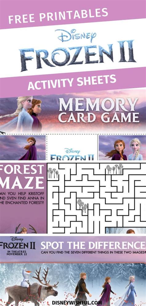 Frozen 2 Printable Activity Sheets Frozen Party Activities Frozen