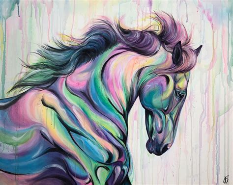 Whimsical Horse Painting Pferdegemälde Gemälde Auf Leinwand Pferdekunst