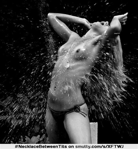 Water Waterdrops Wet Nipples Boobs Breasts Tits Blackandwhite