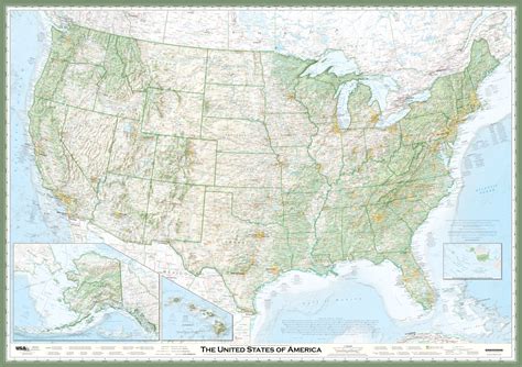 Usa Wall Map Essential Geography 2nd Edition 2020 Update Houston
