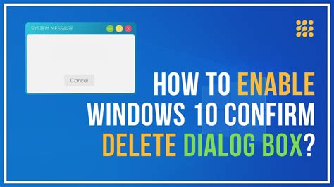 How To Enable Windows 10 Confirm Delete Dialog Box Youtube