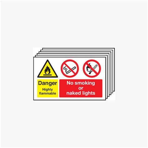 Danger Highly Flammable No Smoking Naked Lights Multipack Self