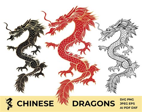 Chinese Dragon Svg Chinese Dragon Vector Dragon Tattoo Etsy Chinese