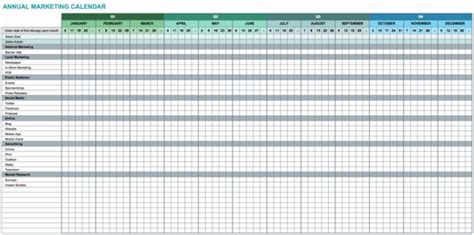 Excel Spreadsheet Calendar Template — Db