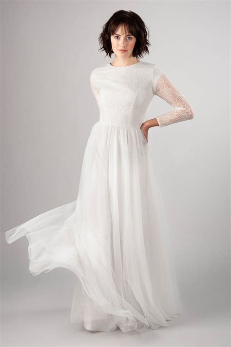 Wisteria *Final Sale* | Prom dresses modest, Modest wedding dresses, Affordable modest wedding dress