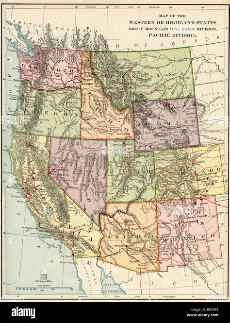 Original Old Map Of Western United States From 1875 Geography Textbook