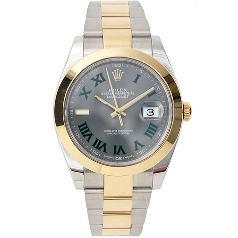 Complete with box, outer box, paperwork, booklets and swing tags. Rolex Datejust 41mm Wimbledon 126303 18K Yellow Gold And ...