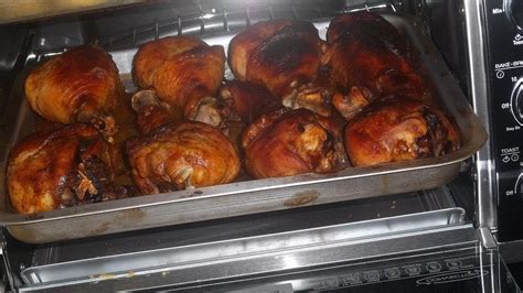 In another half hour, check doneness with a meat thermometer in the thigh; Chicken Legs Cooked in the Toaster Oven - YouTube