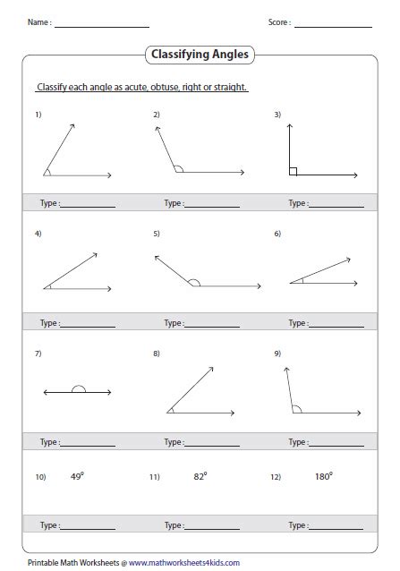 Naming And Classifying Angles Worksheet