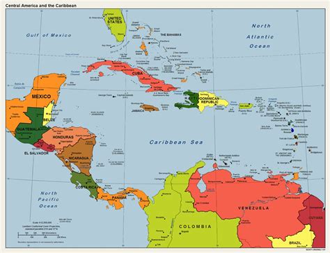 Am Rica Central Y El Caribe Mapa Pol Tico Y F Sico