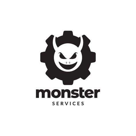 Premium Vector Evil Monster Head With Gear Service Logo Design Vector