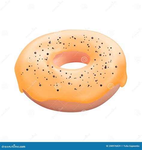 Realistic 3d Sweet Tasty Donut With Caramel Icing Vector Illustration