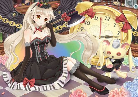 Blonde Hair Bow Breasts Bunny Chain Cleavage Collar Dress Elbow Gloves