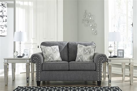 Ashley Furniture Agleno Charcoal Non Motion Sofa And Loveseat Majik