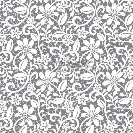 White Seamless Lace Floral Pattern On Gray Background Lace Background