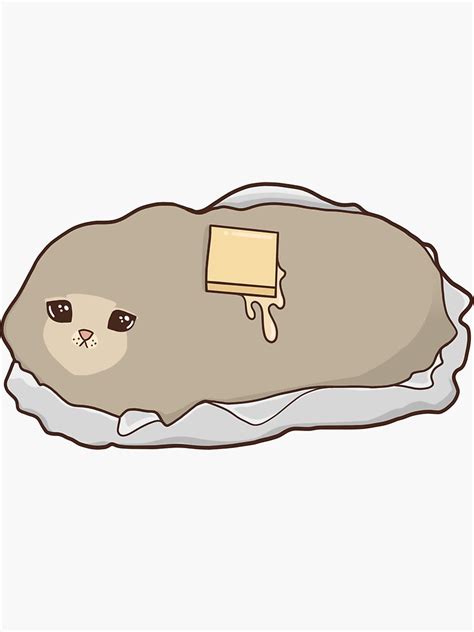 Crying Baked Potato Cat Sticker For Sale By Riagogo Redbubble