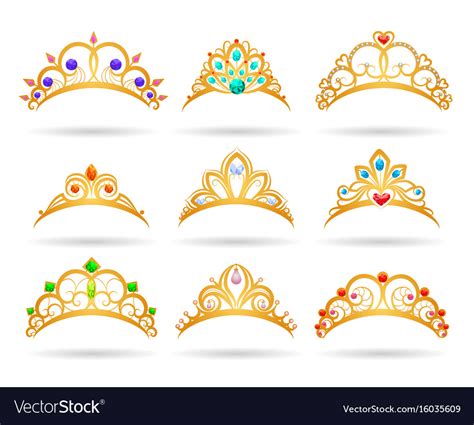 Princess Golden Tiaras With Diamonds Royalty Free Vector
