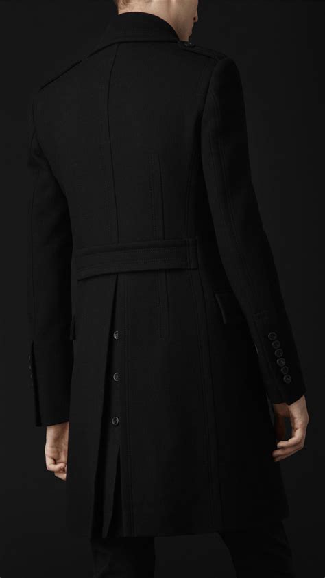 Lyst Burberry Prorsum Virgin Wool Blend Top Coat In Black For Men