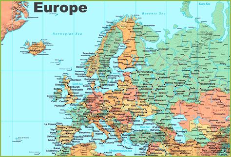 Map Of Europe With Cities Ontheworldmap Com