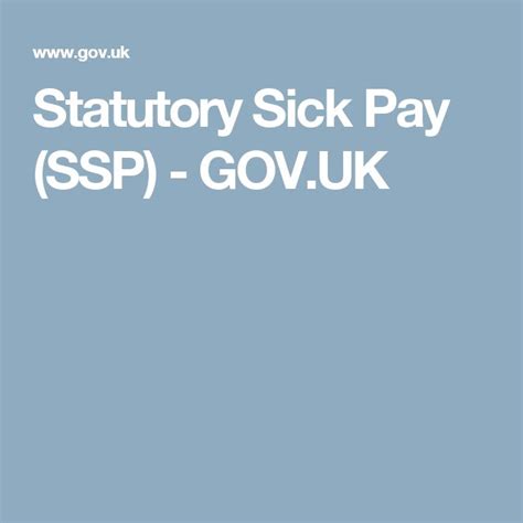 Statutory Sick Pay Ssp Statutory Sick Pay Sick Pay Sick