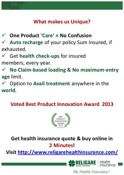 What are the best rated health insurance companies? Religare 'Care' rated Best Health Insurance Plan in India