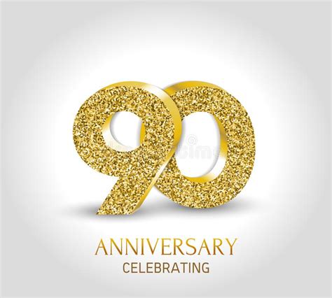 90 Year Anniversary Banner 90th Anniversary 3d Logo With Gold