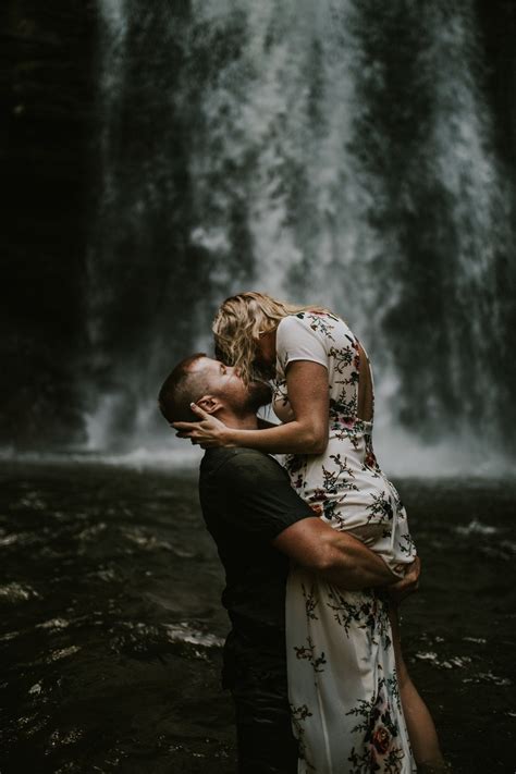 Romantic Brevard Waterfall Engagement By Candle And Quill Photography Charlotte Nc Wedding Phot