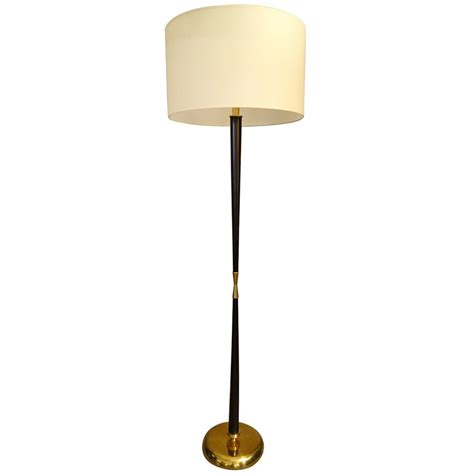 Italian Mid Century Modern Stilnovo Wood And Brass Floor Lamp At