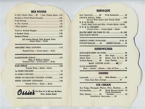 1950s Restaurant Menus