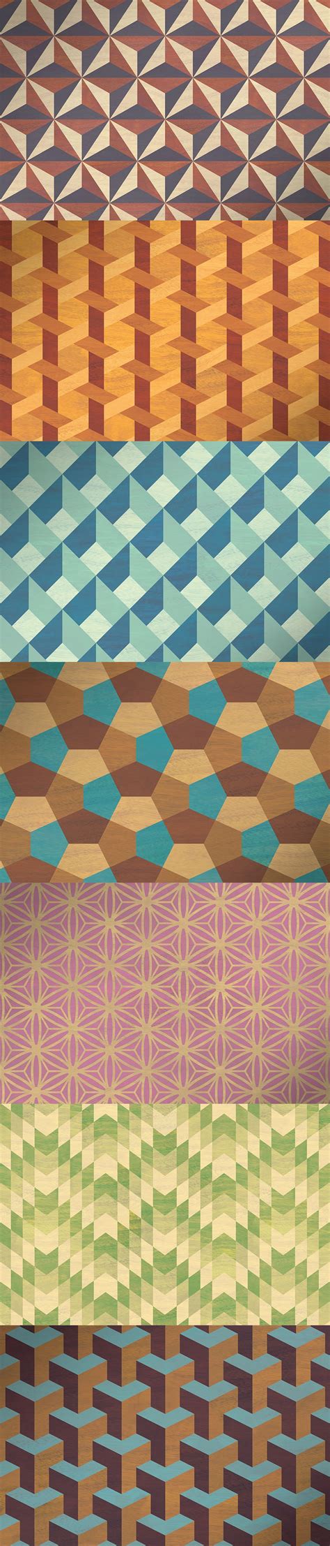 Geometric Marquetry Patterns 10 Retro Seamless Patterns Marquetry