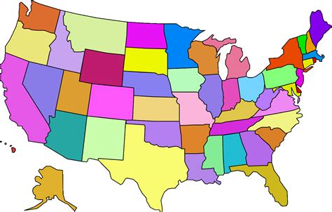 Usa States Colored Blank Geographycountrymapsuunitedstatesusa