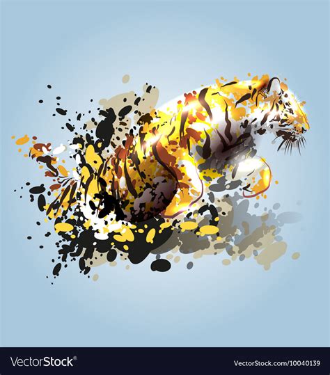 Abstract of a leaping tiger Royalty Free Vector Image